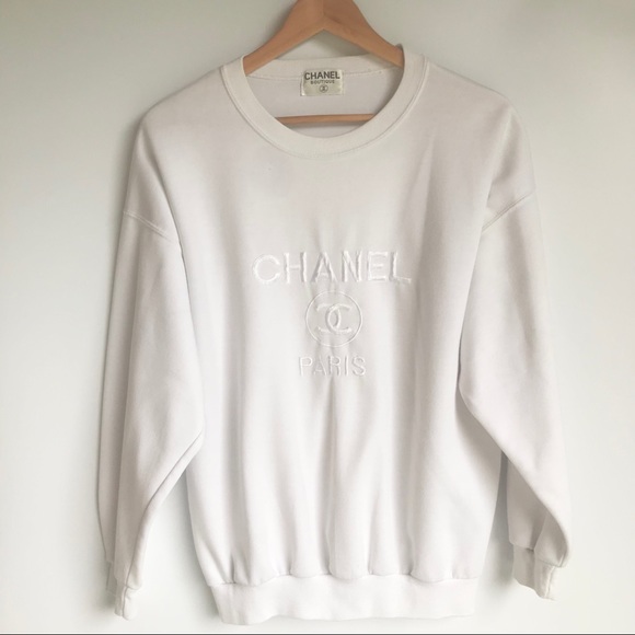 CHANEL Sweaters - Chanel Paris White on White Embroidered Sweatshirt